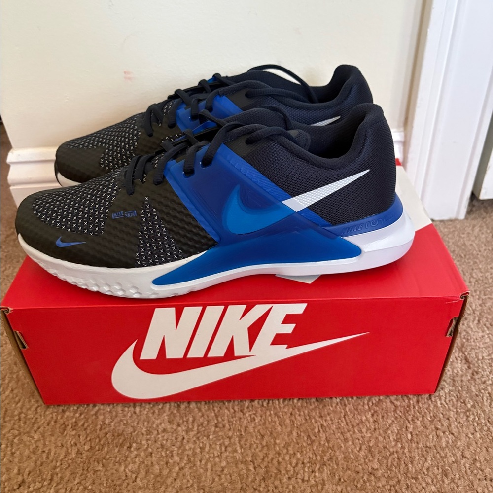 Nike Black & Blue Men’s Athletic Sneakers with White Swoosh